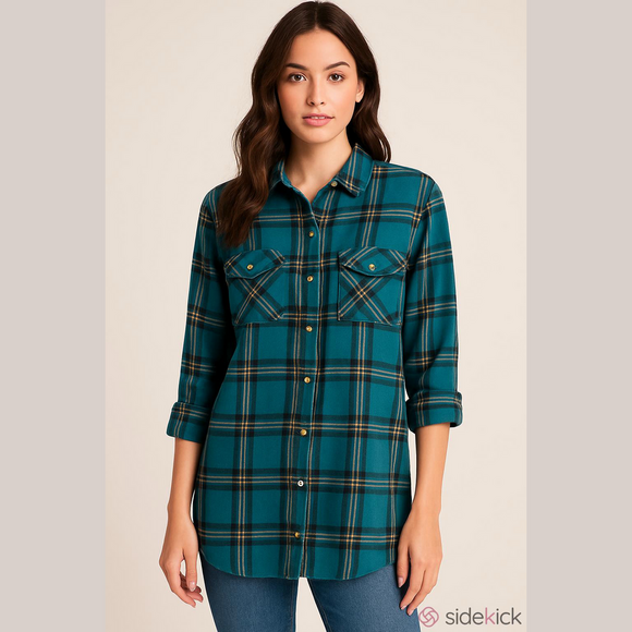 Eden & Olivia Tops - Green Plaid women’s flannel
